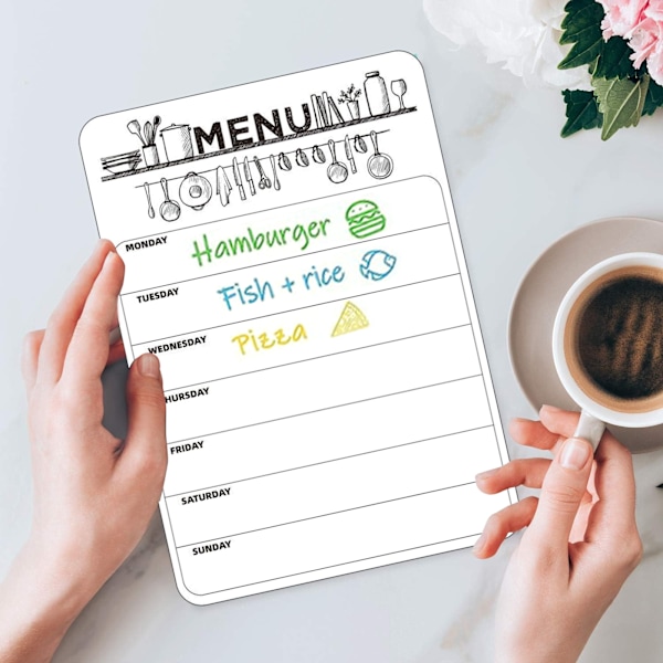 Menutavle Ugentlig Planlægger, Magnetisk Memo Madplan Købeliste, A4 To Do Liste, Køleskabs Menu Hvidtavle, Genanvendelig Tørvisk