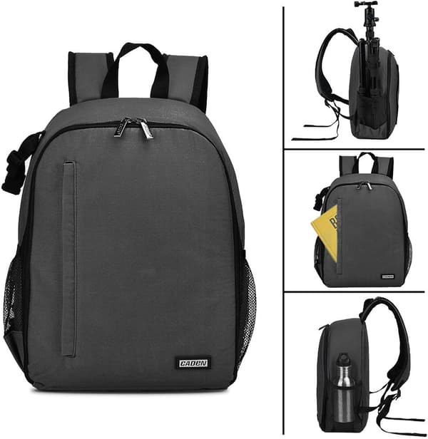 Camera Backpack Pro Version, Waterproof, Compatible with Sony, Canon, and Nikon Cameras and Lenses, Tripod Accessories, Camera Bag, Grey.