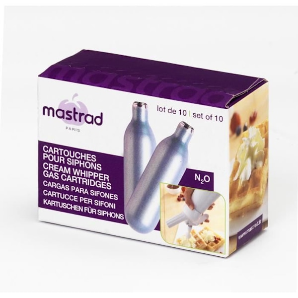 MASTRAD Pakke med 10 N20 gasspatroner for sifon F48560 Silvergrå