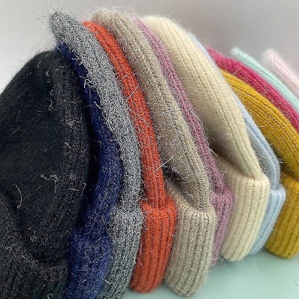 Strikket lue for menn og kvinner Ganni vinter varm lue med mansjett strikket stretch beanie Ginger