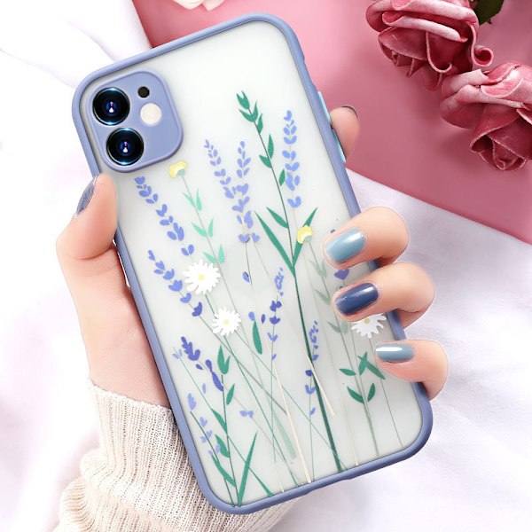 Kompatibel med iPhone 11 Skal Blommig Klar Frostad PC Bakskydd Fl