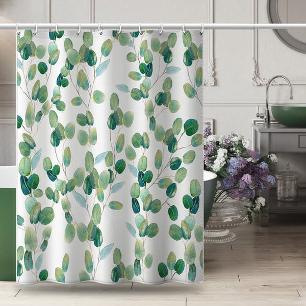 Duschdraperi Vattentätt Gröna Växtblad Gardiner 150X180CM