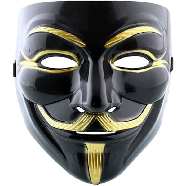 GrassVillage Anonym Halloween V for Vendetta Maske Sett - FEST, VERDENSBOK UKE/HALLOWEEN KIT 4 Pack- gold/silver/black/white