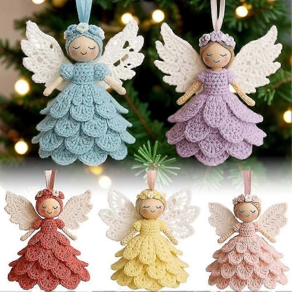 DIY Hæklet Engel Ornament Håndværkssæt til Jule- og Helligdagsdekoration Blue