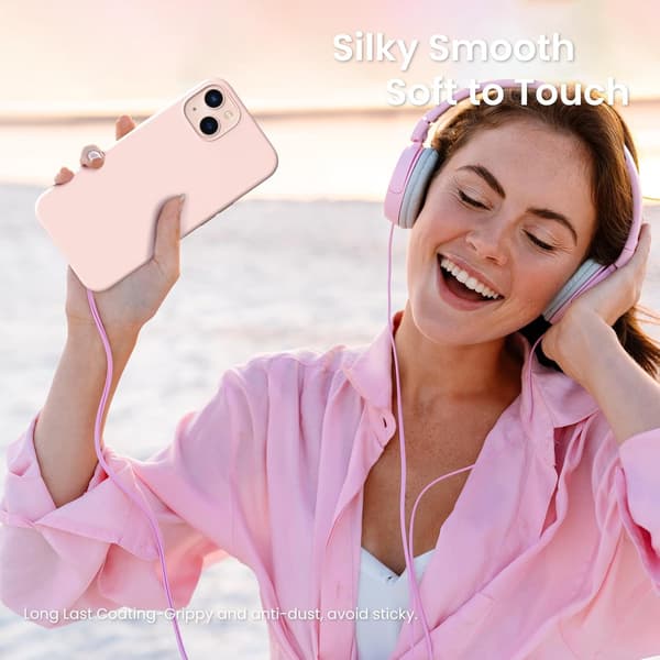 iPhone 13 Case, Liquid Silicone Case for 6.1 inch iPhone 13, Ultra-thin Case, Full Coverage Shockproof Protective Soft C Chalk pink