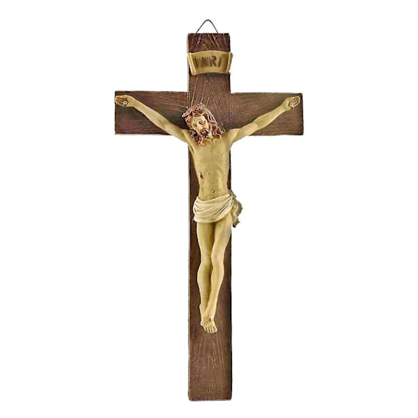 Krusifiks i resin Jesus Kristus på stativ Korsfigur for hjemmekapell Ornament{EE}