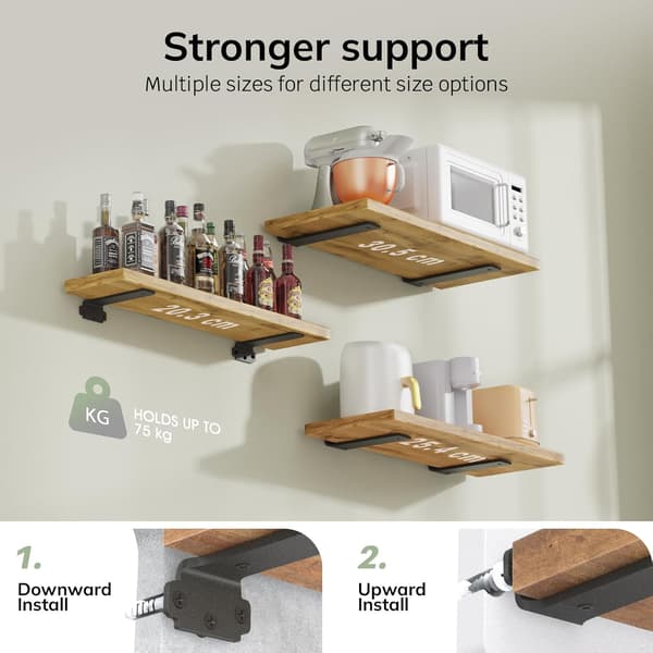 8-pack Floating Shelf Brackets, 25cm Heavy Duty Industrial Shelf Brackets, Black Metal L-Brackets for Shelf Support D 25cm 25cm 8pcs