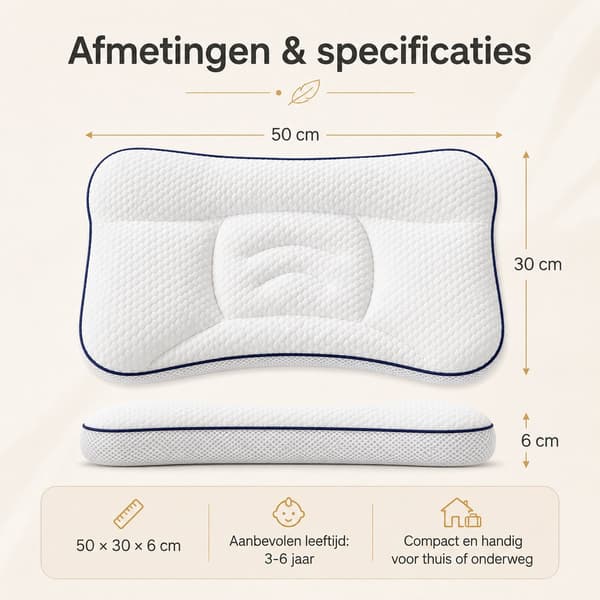 Barnkudde som andas, sovkudde 50 x 30 x 6 cm vit Wit 30 cm x 50 cm