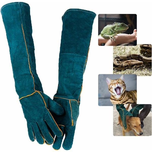 Anti-bite animal handling gloves, safe leather work gloves for bathing, grooming, handling dogs, cats, birds and reptiles