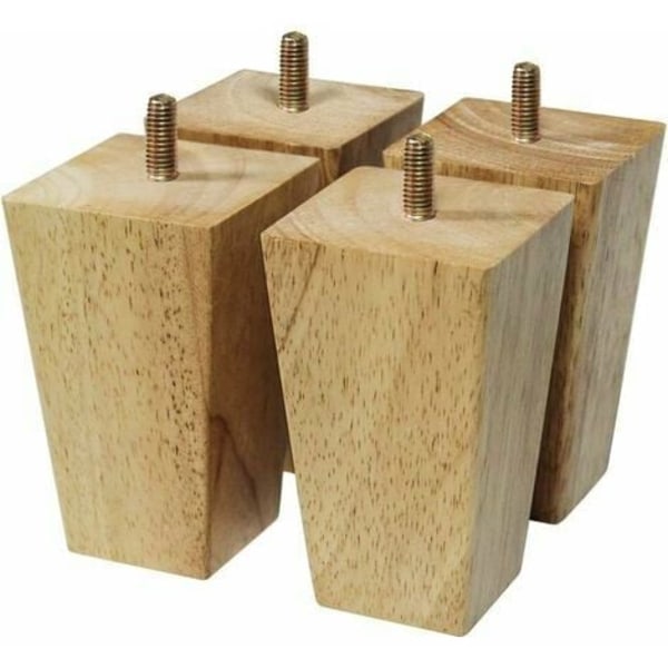 Set of 4 wooden furniture legs - Sofa legs - M8 bolts (10 cm)