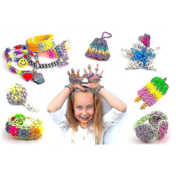 Gummiband Refill Kit Armbandstillverkningssats med 1500 färgglada band i 23 färger