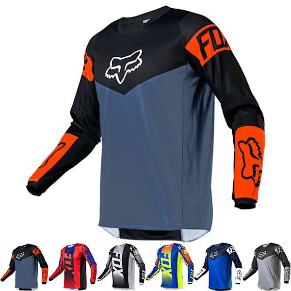 Retro Herr FOX Pyöräilypaita Maastopyörä MTB Racing Tee Pitkähihainen T-paita Jalkapallopaita E-harmaa E-harmaa S E-harmaa E-Grey S