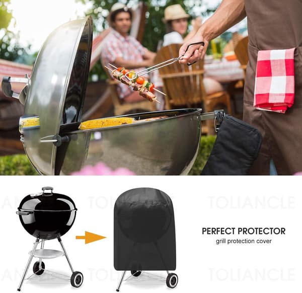Vandtæt grillovertræk 70 x 70 cm Sort Rund Kraftig Grillbeskyttelse