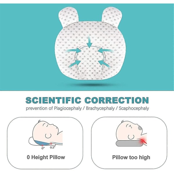 Mjuk baby unisex nyfödd huvudformning spädbarn stöd sovande huvud sovande kuddar med björnöron (beige),,-meili