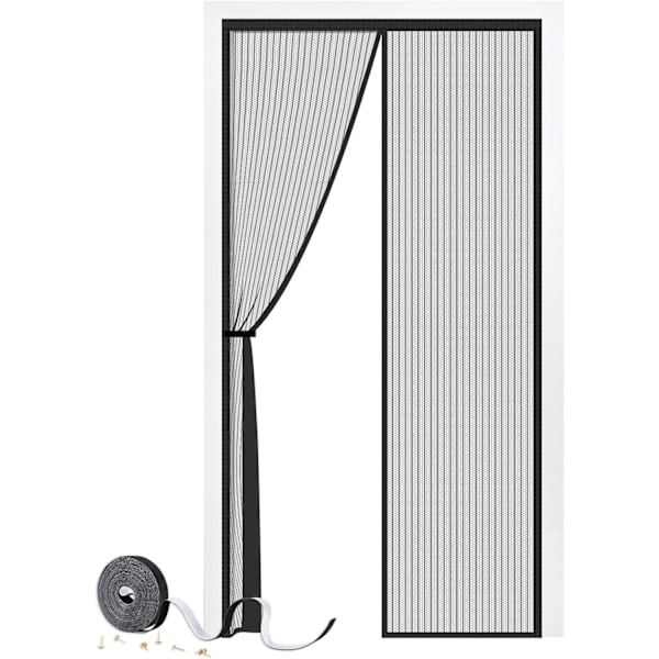 Magnetisk dørnet 90 x 210 cm, kraftigt fluenet med stærke magneter, holdbare netgardiner holder insekter ude