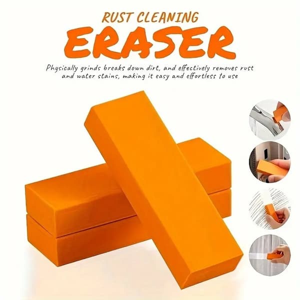 Rengøringssvamp i rustfrit stål - Rust- og kalkfjerner til køkken - Genanvendelig skrubber til overflader i rustfrit stål orange