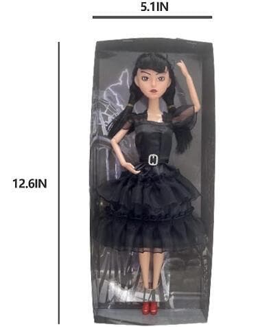 Bløde Onsdag Addams dukker til børn Black dress Sari