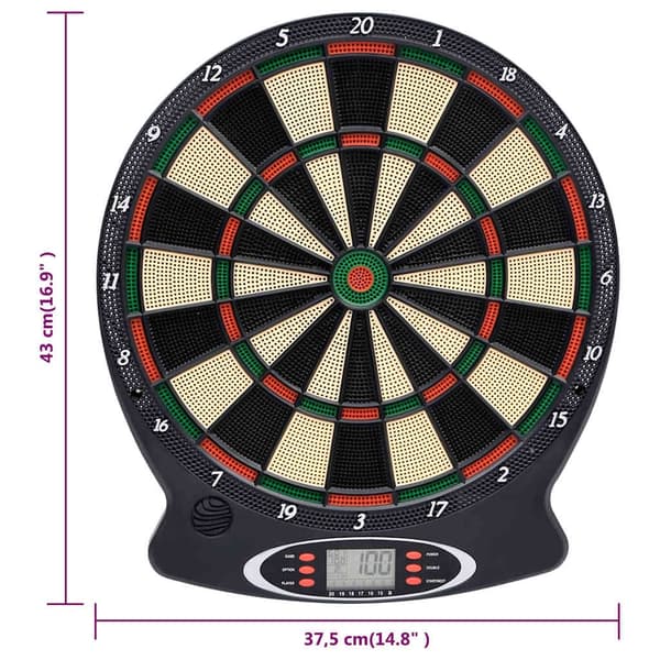 vidaXL Electronic Dartboard with Darts Black Polypropylene 1260