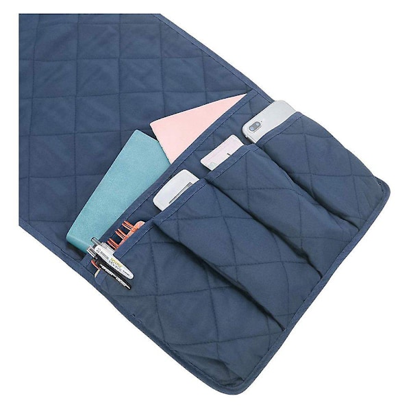 Sofa Armlenestol Armlen Organizer Sklisikker Caddy Bag for Sofa Armlenestol Oppbevaringspose for Telefon Bøker Magasiner TV Fjernkontroll blue