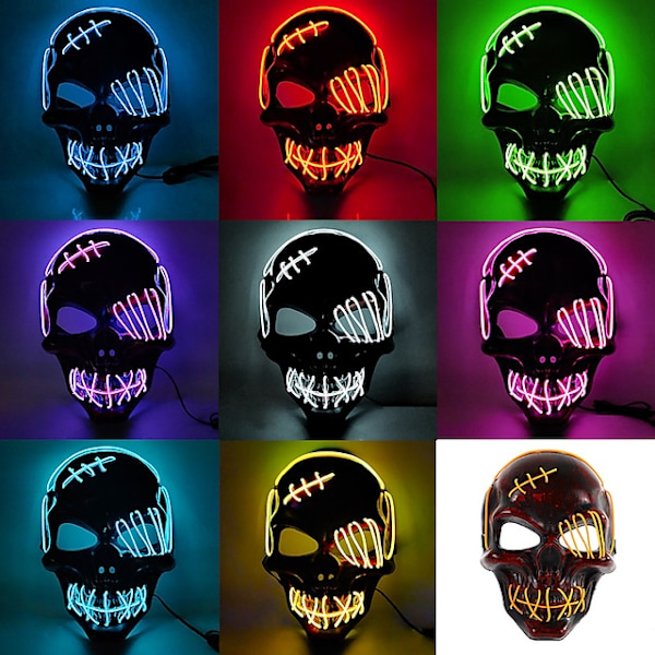 Halloween Självlysande Mask LED Ljus Skelett Piratmask Halloweenmask för Festival Cosplay Halloweenrekvisita Karnevalgåvor