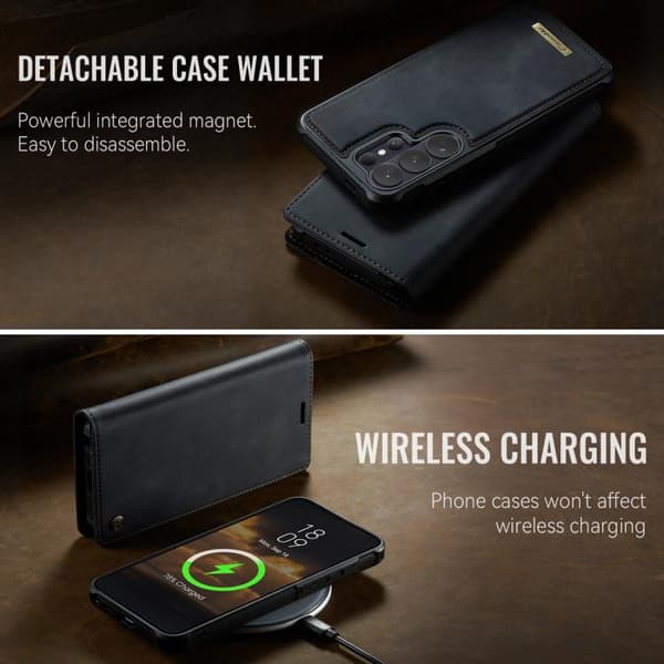 Magnetic RFID Blocking Leather Case for Samsung Galaxy S26 Ultra 5G Svart