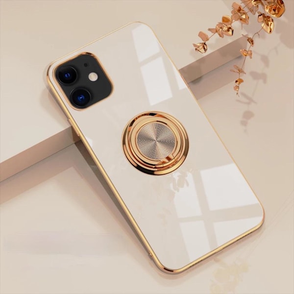Lyxigt stilfullt skal iPhone 12 Pro Max med ringstativfunktion Guld Blu[ee] Blue one size
