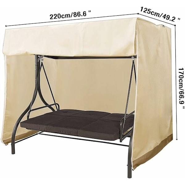 3-seters husketrekk, vanntett Oxford huskesetrekk, anti-UV husketrekk, beskyttende husketrekk (grå) - 220*125*170cm