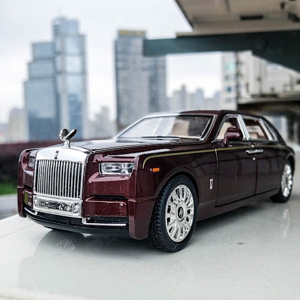 SAYTAY 1/24 Rolls-Royce Phantom -automalli, sinkkiseoksesta valmistettu vedettävä leluauto äänellä ja valolla lapsille, pojille ja tytöille, lahja (Punainen) ST-001{EE}