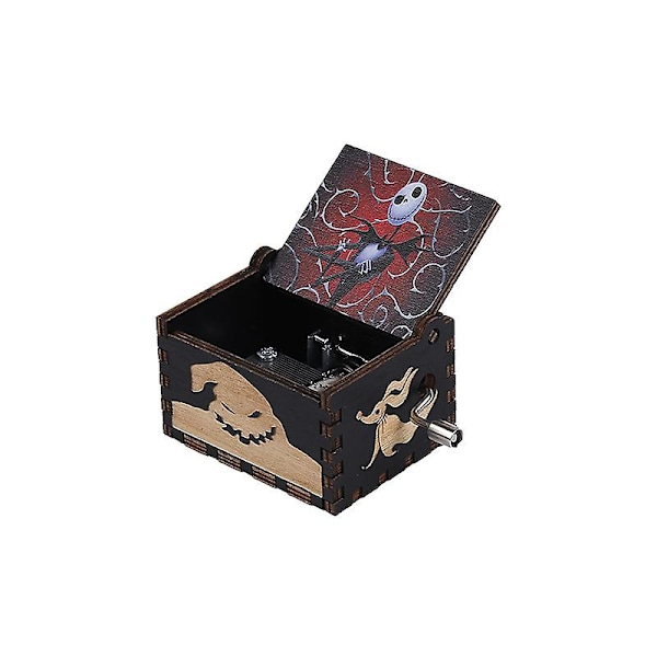 Halloween Music Box Classic Sculpture DIY Wooden Hand Music Box Kids Gift