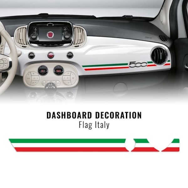 Självhäftande remsa - Fiat - 500 Abarth - Italiensk flagga - Röd - Sportig