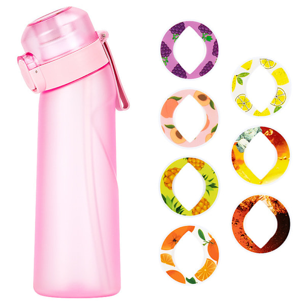 Vesipullo maulla ja 7 makukapselilla Air Water Up Bottle Himmeä Musta 650ml Air Starter Up Set Vesikuppi Retkeilyyn Spo{EE} Transparent pink