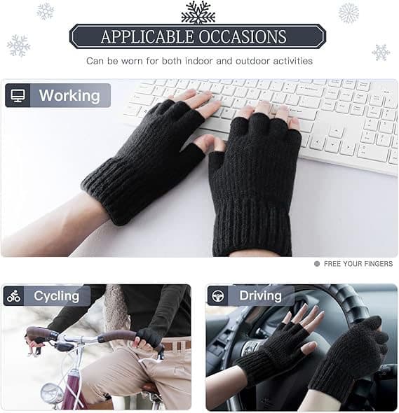 Vinter Touchscreen Handsker Unisex Bløde Varme Femfinger Design 16 cm Sort