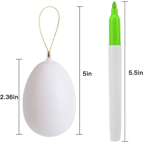 72 hvite tomme påskeegg med 8 penner