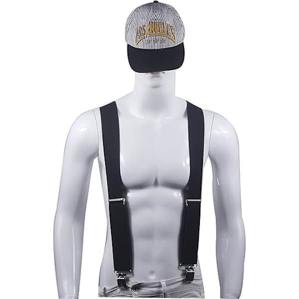 Men's Suspenders X-Back Extra Heavy Duty Clips Adjustable Braces for Men