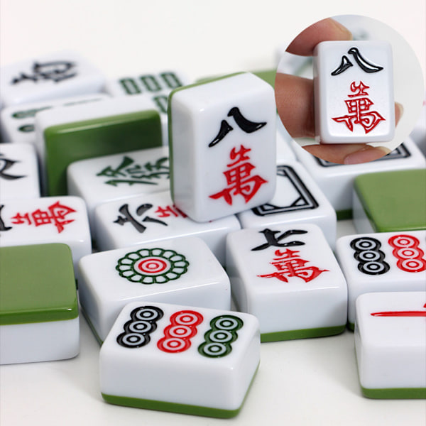 Bärbar Liten Handgnuggande Mahjong Logiskt Tänkande Övningsspel Gåva till Vänner Familj Sky Blue