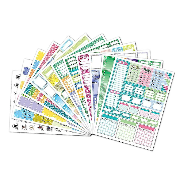 Planleggingsklistremerker, blandet pakke, 24 ark med klistremerker til din planlegger, dagbok eller kalender