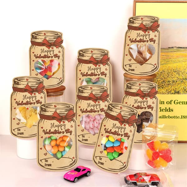 Alla hjärtans dag-kort i storpack - 24-pack gratulationskort i kraftpapper - Klassrumsbytespresent för barnkalas 24pcs