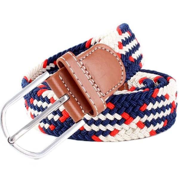 41 * 1,3 tum Unisex Elastisk Flätad Stretch Bälte Casual Herr Dam Midjebälte med PU Läder Spänne, Grön+Kaffebrun+Kaffebrun green+coffee