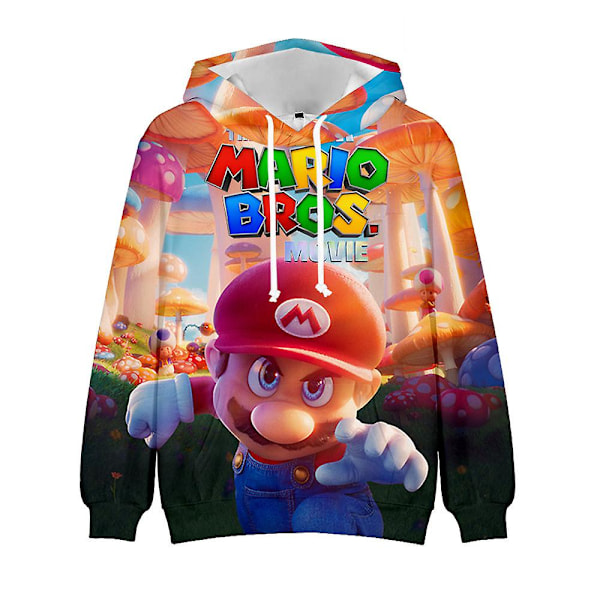 Super Mario Bros Film 3D Cartoon Tryckt Casual Dragkedja Huvtröja Långärmad Huvtröja Pullover Tröja Toppar Barnfödelsedagspresent B B 5-6 Years