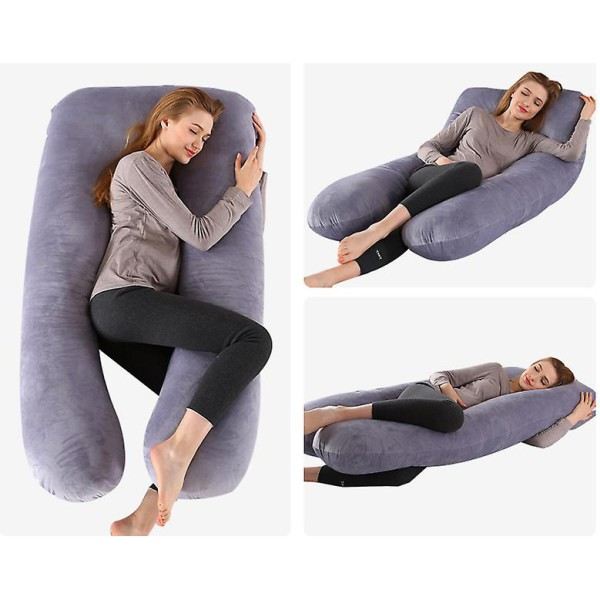 Graviditetspute U-formet, Gravid Pute Full Kroppspute med Avtakbart Trekk Svart{f2}