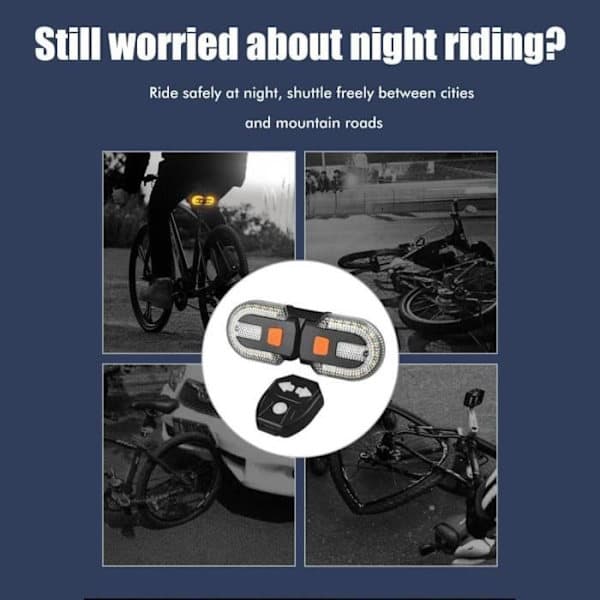 Wireless Bicycle Turn Signal Set, USB Rechargeable with Remote Control for Night Cycling A164