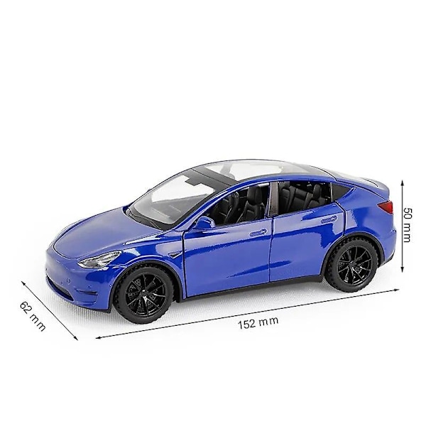 1/32 Tesla Model Y SUV Leksaksbilmodell Gjutna Metall Miniatyr Ljud & Ljus Drag tillbaka 1:32 Samlingspresent För Pojkar Barn Blue