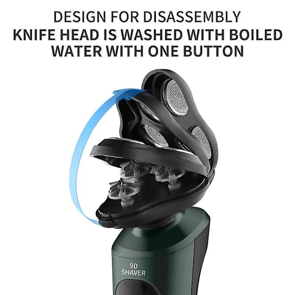 9D Elektrisk barbermaskin for menn Skjeggtrimmer Barbermaskinsett 3 blader Bærbar Oppladbar Vaskbar Multifunksjonell{EE}