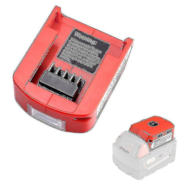 USB-lader Batteriadapter 18V Strømforsyning med LED for Milwaukee 49-24-2371 M18773