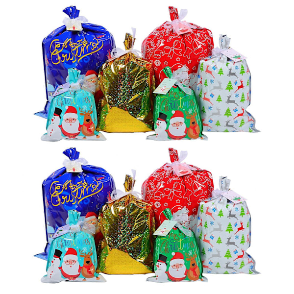 Presentpåsar med dragsko, julgodispåsar, julklappspåsar, julpåsar, tomtesäck