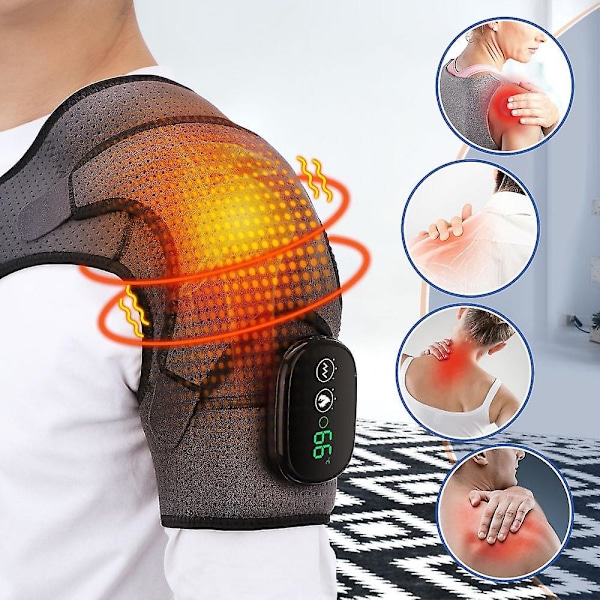 Uppvärmd Massageapparat Infraröd Terapi Vibration Elektrisk Axelmassage Värmebälte för Nacke Rygg Kropp Artrit Smärtlindring{EE} black