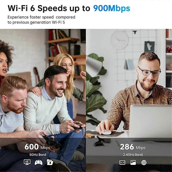 AX900 USB WiFi 6 Bluetooth 5.4 Adapter 2in1 Dongel Dual Band 2.4G&5GHz Trådlös Nätverksmottagare DR