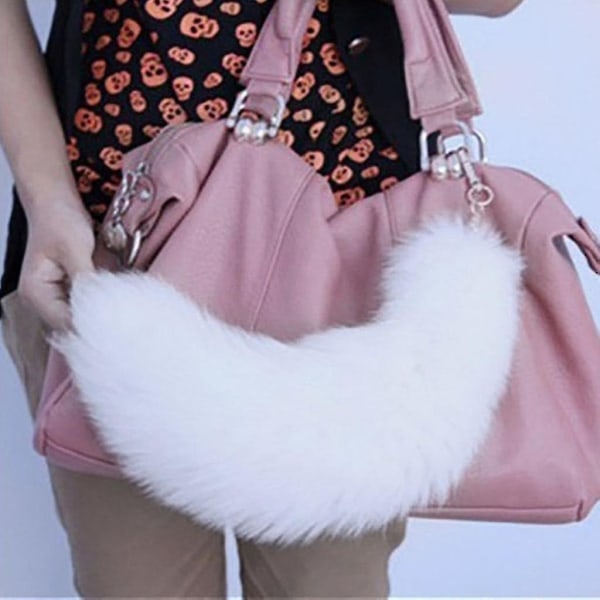 Plys rævehale nøglering Furry Animal Tail Keychain Nøglering 40cm Animal Tail - Perfet A{EE}