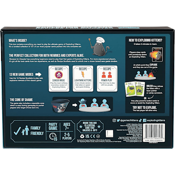 Exploding Kittens Recipe for Disaster Deluxe Spil Sæt af -A Russian Roulette Kortspil