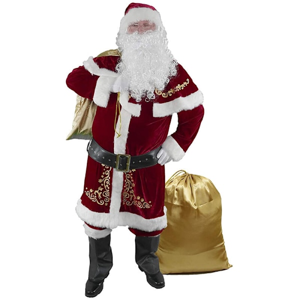 Juldräkter för vuxna, julkläder för män, julcosplaydräkter (vuxen sju-delars set XXL)